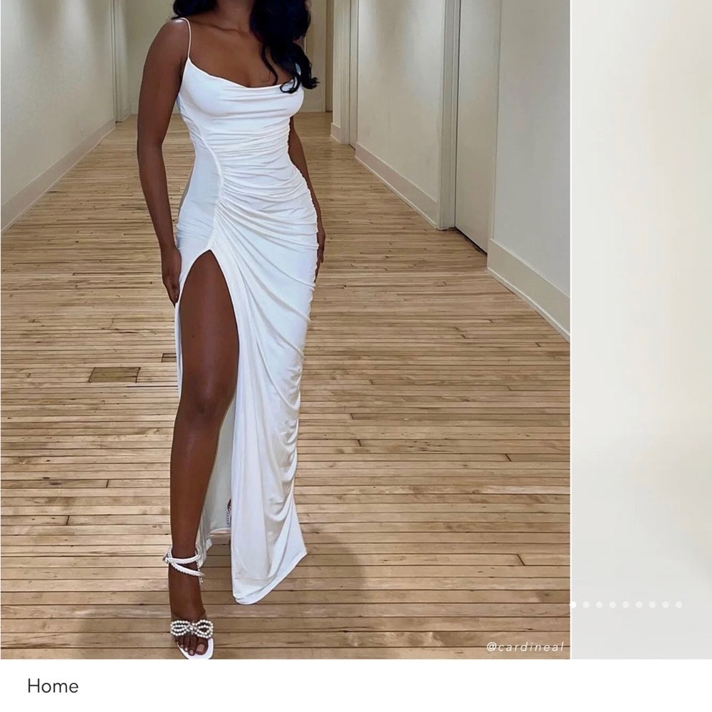 Sexy ruched maxi dress- bone